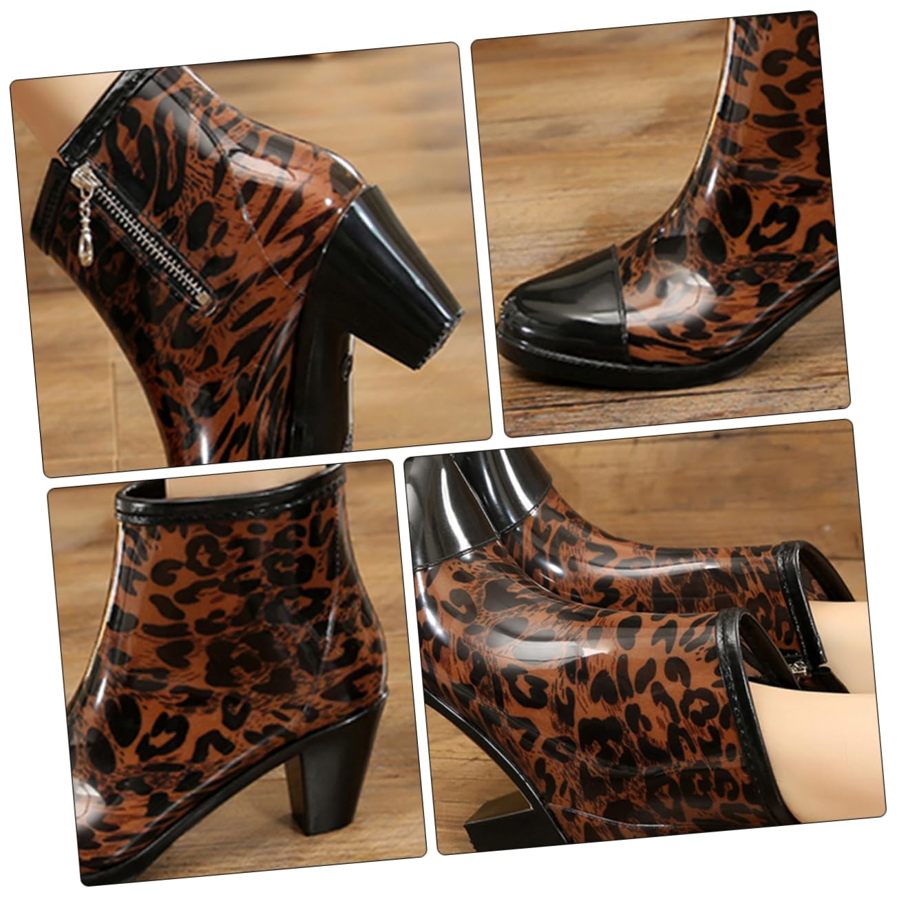 Botas De Agua De Mujer Tacones Altos Para Mujer Punta Cerrada Botines Para Con Tacon Botines De Zapatos De Tacón Para Black De Polivinilo