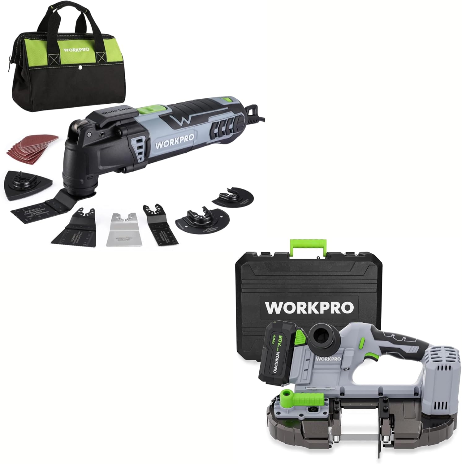 WORKPRO Oscillating Multi-Tool Kit and 20V Cordless Band Saw