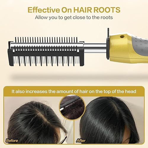 Miniatura 5 de Peine eléctrico de titanio antiquemaduras para pelucas, peines de presión para cabello de mujeres negras, calentamiento rápido para alisar y peinar