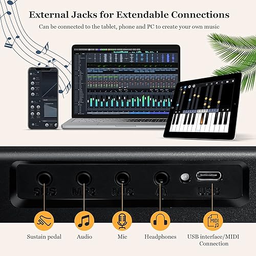 Miniatura 8 de iMeshbean - Piano digital plegable para principiantes, 88 teclas, tamaño completo, teclado semi pesado, piano eléctrico portátil con pedal, bolsa de
