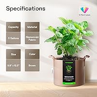 Vista 48 de VIVOSUN - Paquete de 5, 1 galón, bolsas para cultivar de tela no tejida gruesa resistente con asas