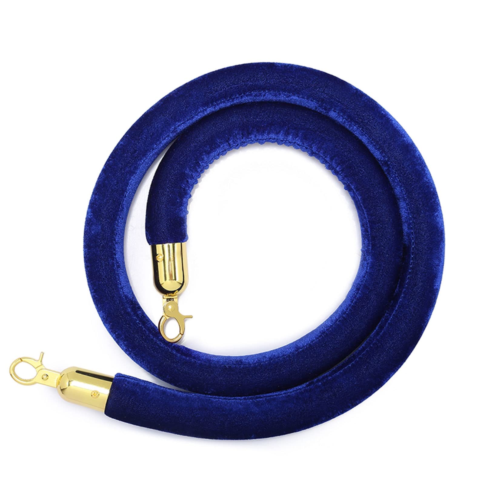 Blue Velvet Stanchion Rope With Hooks, Crowd Control Barrier Queue Line With Gold Clasps, Barrier Rope Velvet Hanging Ropes For Opening Ceremony Velvet Rope For Queue Divider, Rope Safety Barrier - View #2