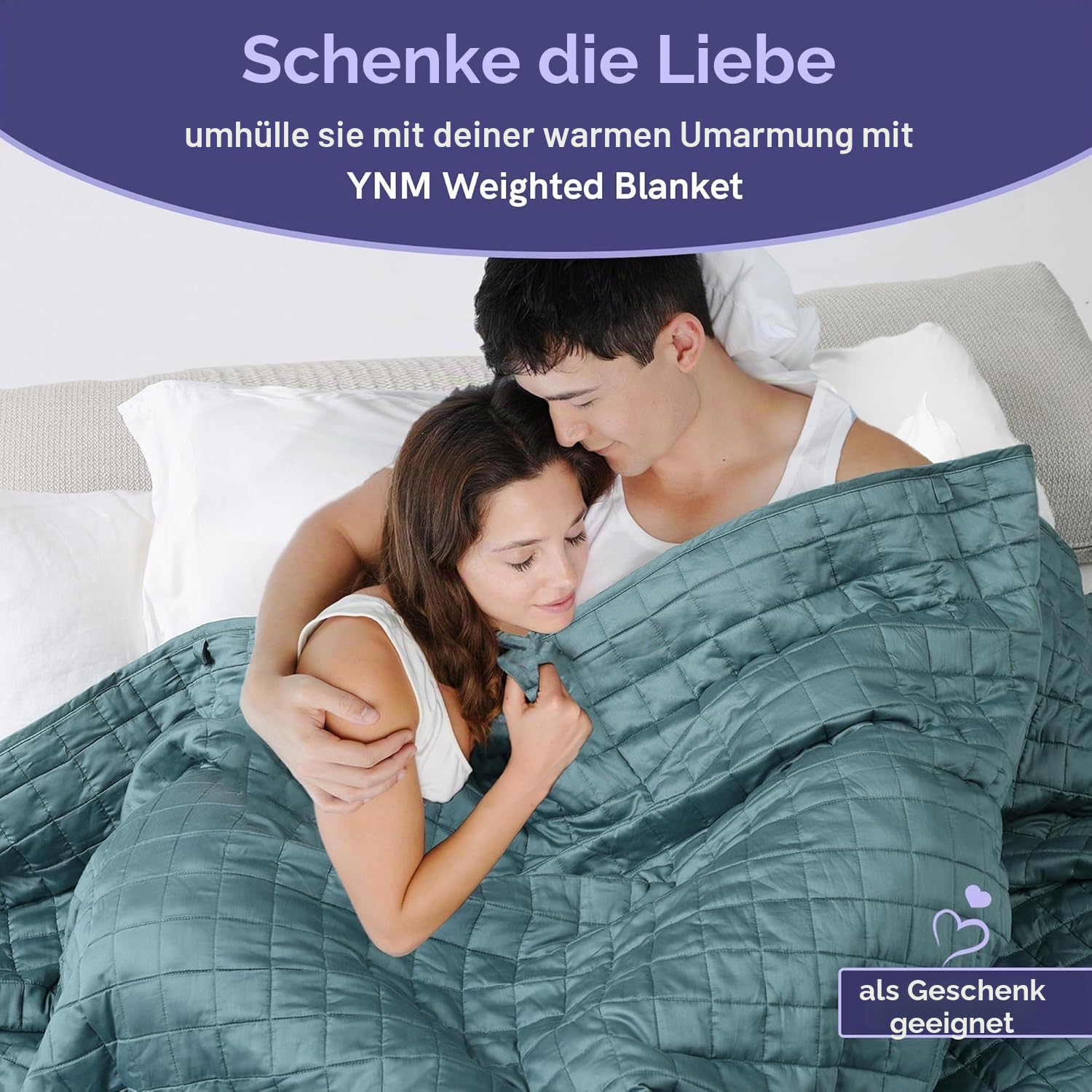 YNM Gewichtsdecke 100% Oeko-Tex zertifiziertes Baumwollmaterial mit Premium-Glasperlen Dunkelgrau 122x183cm 6,8kg