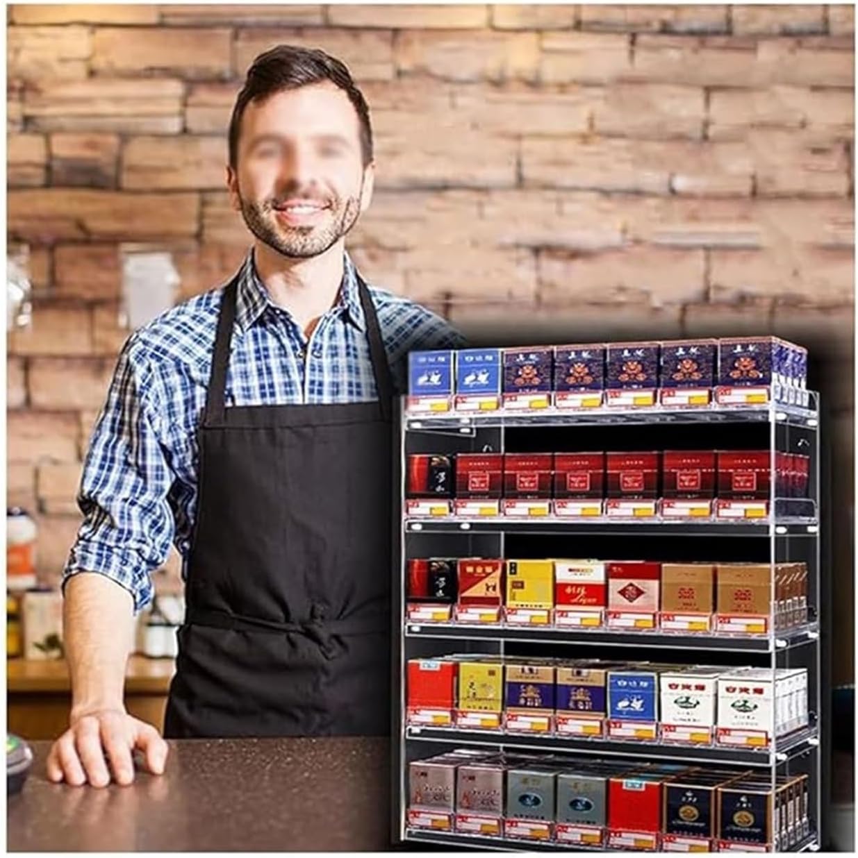 Wall-Mounted Cigarette Display Holder for Supermarkets & Convenience Stores, Automatic Cigarette Pusher Rack, 32x10x86cm Candy Rack for Easy Access & Visibility