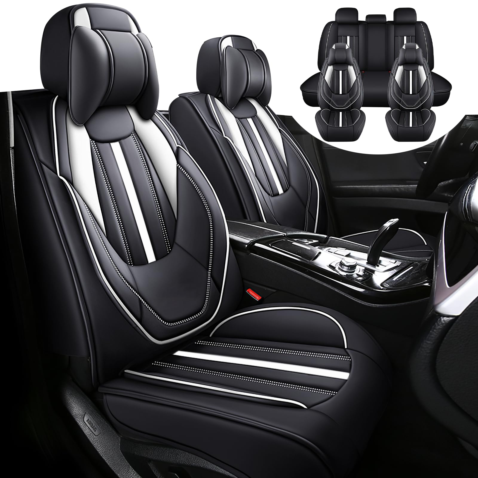 INSORIC Car Seat Covers Fit for Honda Accord Hybrid 2005-2024, Premium Waterproof Leather Seat Covers 5-Seats Luxury, Soft and Breathable Automotive