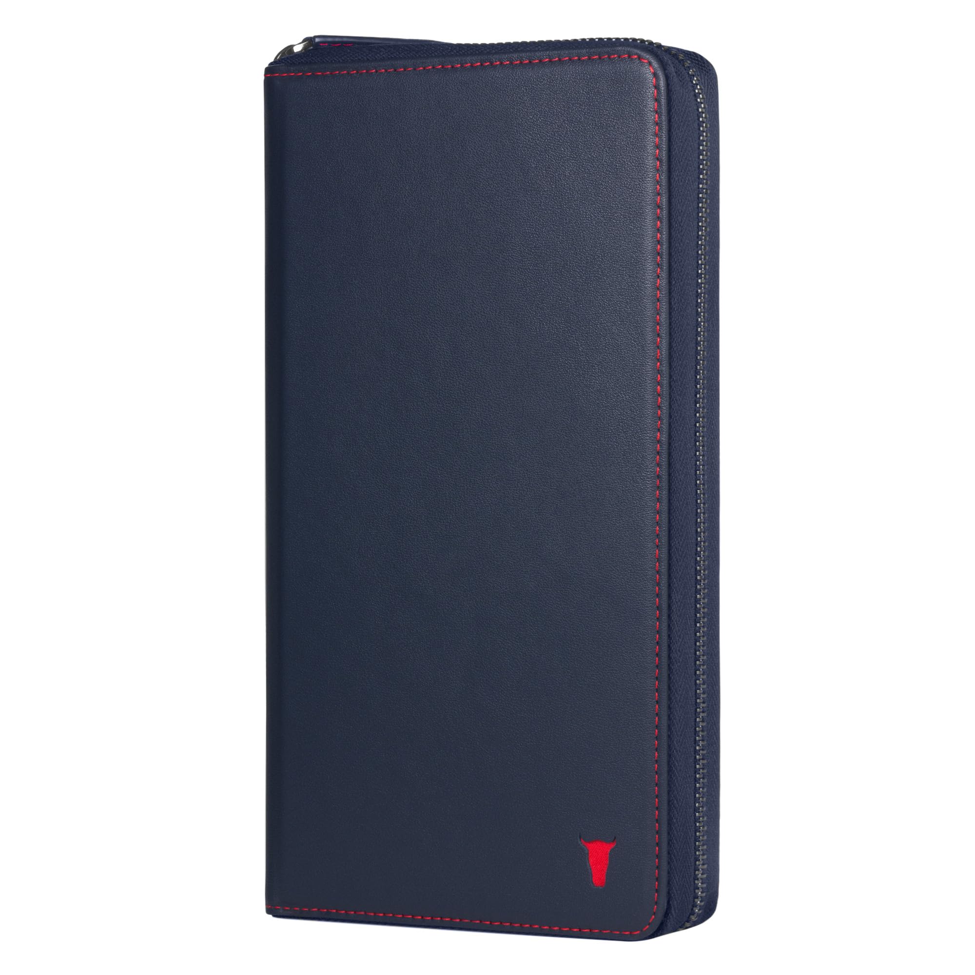 TORRO Cartera de Viaje Familia – Organizador de Viaje de Cuero de Primera Calidad/Cartera de Viaje con Soporte para Pasaporte Familia para 4 Pasaportes (Azul Marino)