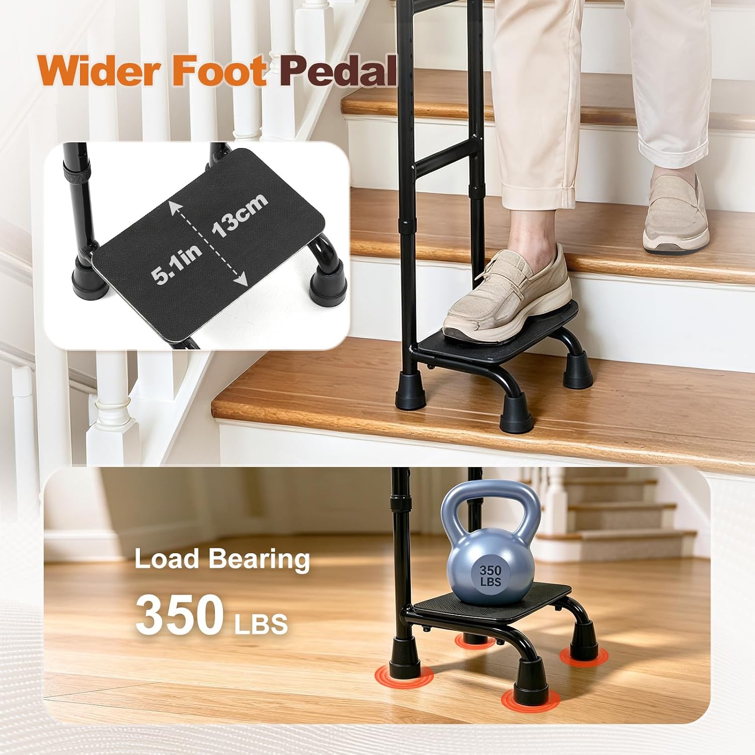 Dual-Tube Stair Climbing Assist Cane or Stand Assist Aid for Seniors