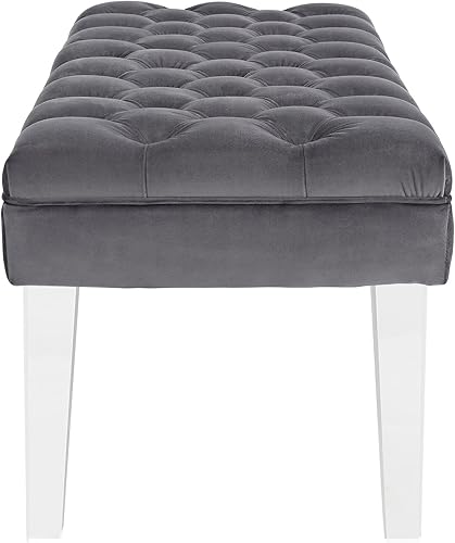 Miniatura 16 de Modway Valet - Banco tapizado de terciopelo con botones copetudos, para dormitorio o entrada, con patas acrílicas, color negro Negro -,Gris,marino