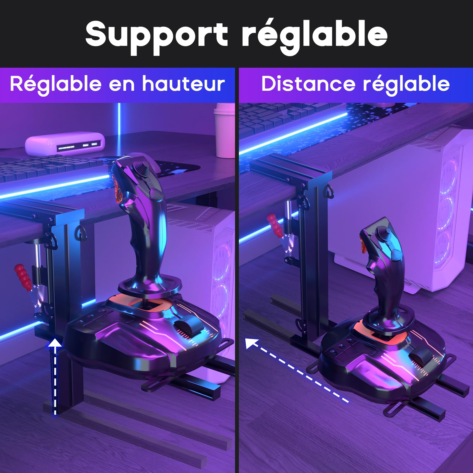 DIWANGUS Lot de 2 Supports de Table pour Thrustmaster T.16000M FCS HOTAS/T Flight HOTAS/Warthog, Joystick Logitech X56/X52/X52 Pro - Sans Installation