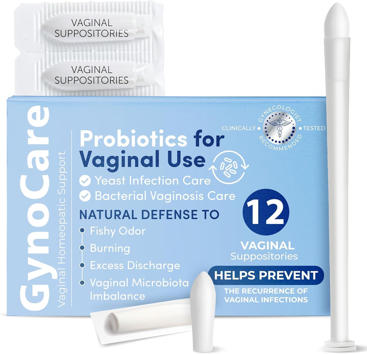 Vaginal Probiotics for Women | Boric Acid For Women | pH Balance for Women | Yeast Infection Care | Natural Defense Against Fishy Odor, Burning and Excess Discharge | 12 Vaginal Suppositories