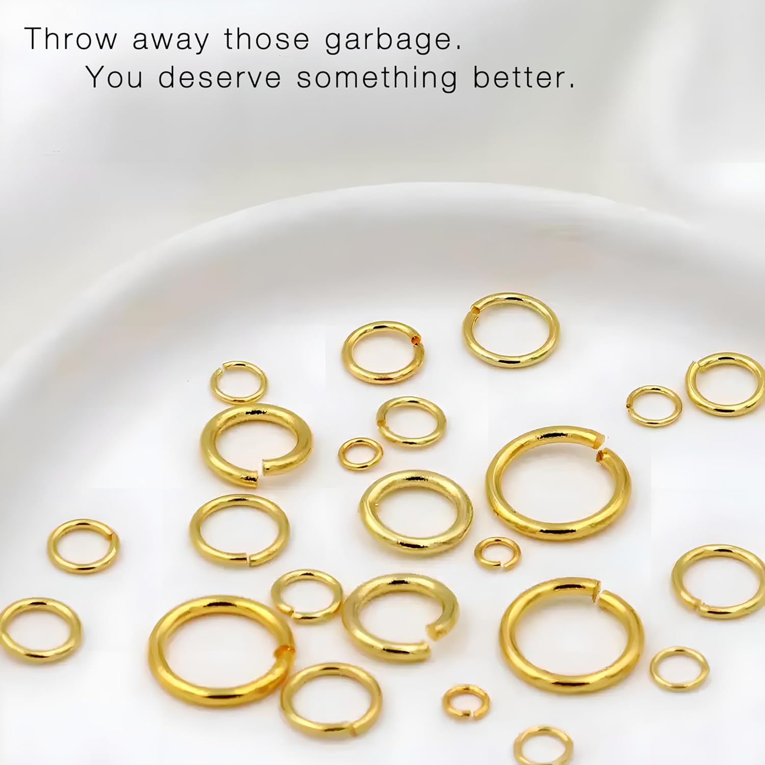 300PCs 18k Gold Plated Jump Rings for Jewelry Making, 4mm 5mm 6mm 7mm Earring Bracelet Necklace Finding & Supplies (18K Gold Plated) - Image 5