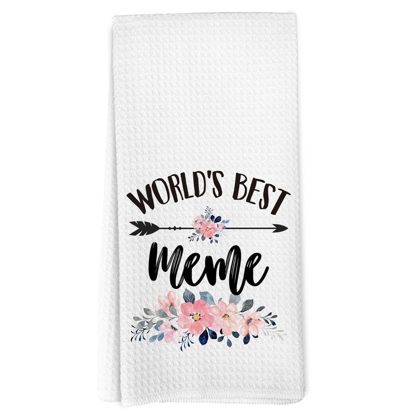 Meme Gifts Kitchen Towels, Mother's Day Christmas Birthday Gifts for Grandma from Grandkids Hand Towels Bathroom Decor, World's Best Meme Dishcloths Dish Towel for Kitchen 16x24 Inches