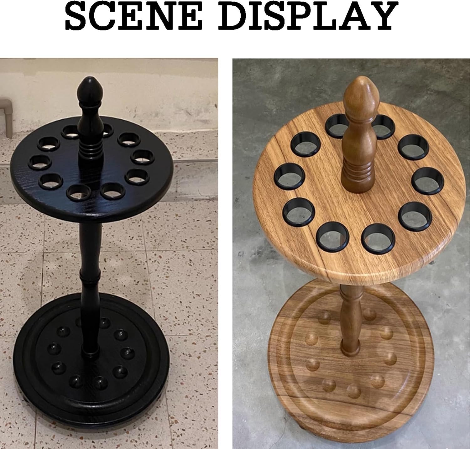 Billiards Pool Stick Holder,Display Floor Cue Storage,MDF Billiard Racks,with Stabilizing Holes,Space Saving(Black)