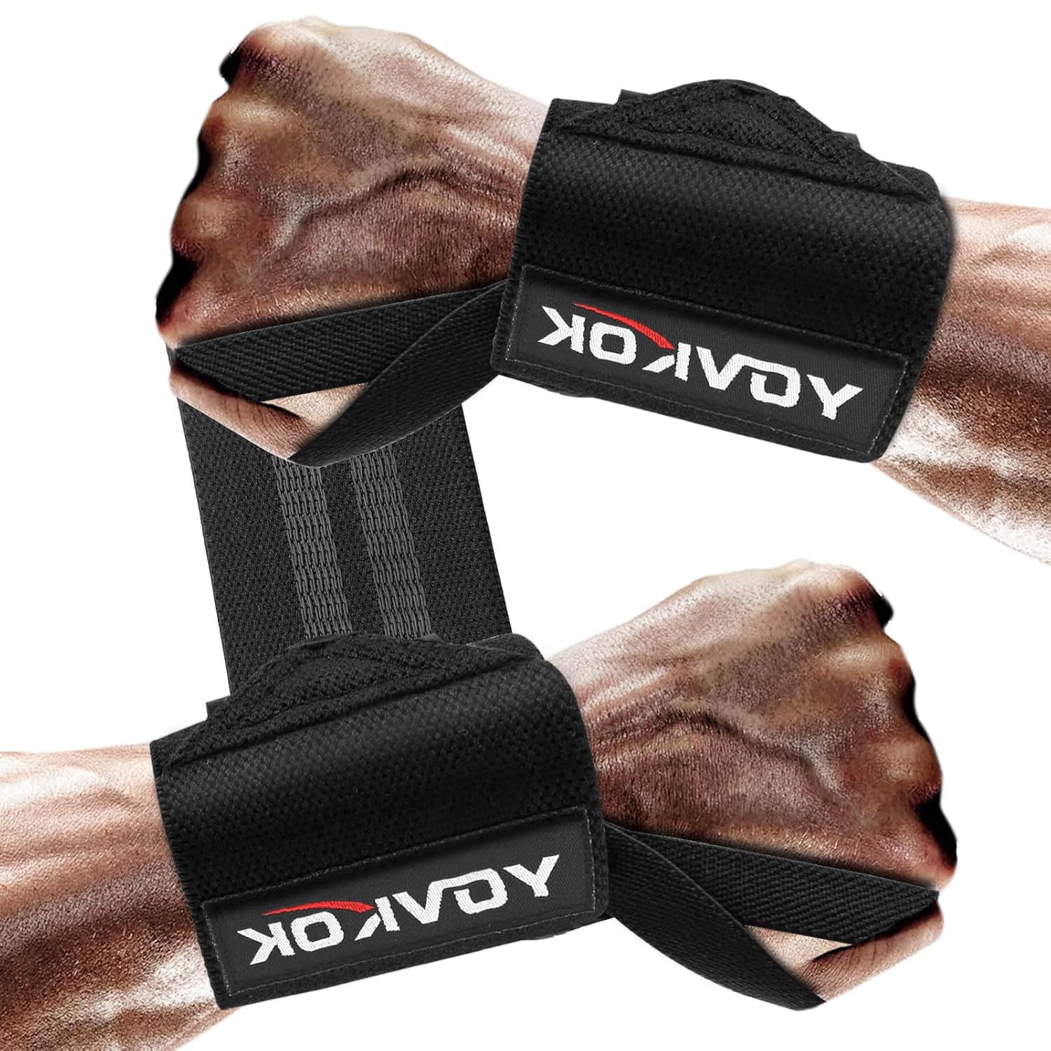 Wrist Wraps, Wrist Straps for Weightlifting with Thumb Loops, Adjustable, Gym Straps Weight Lifting for Bench Press and Weight Training, Workout, Gym Women Men, Black