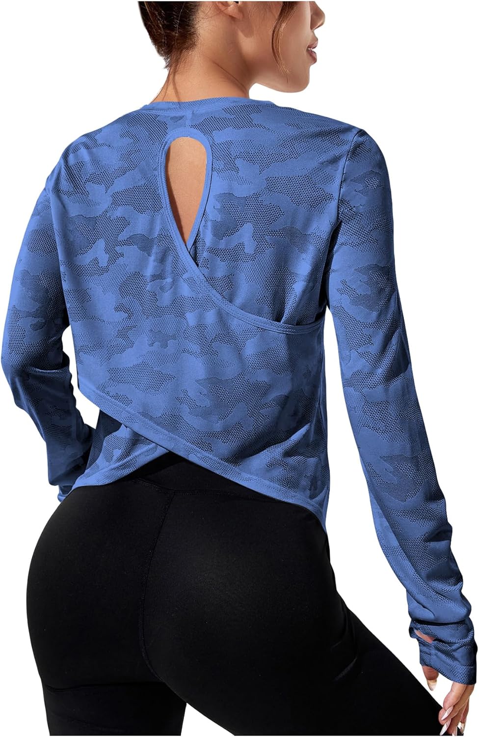 SweatyRocks Women’s Lightweight Long Sleeve Workout Sports Activewear T Shirts Criss Cross Back Yoga Sports Tee