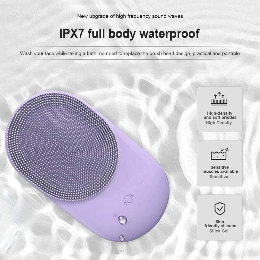 Sonic Facial Cleansing Brush Heated 3 Function Modes,8 Speed Silicone Face Scrubber USB Rechargeable,Waterproof Electric Face Wash Brush Device,for Women (Purple) : Beauty & Personal Care