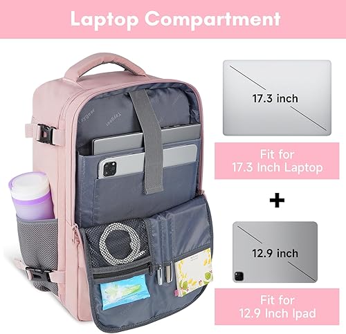 Miniatura 5 de Taygeer Mochila para laptop para mujer, mochila de viaje grande con compartimento para laptop de 17.3 pulgadas, mochila de mano de 40 l amigable con