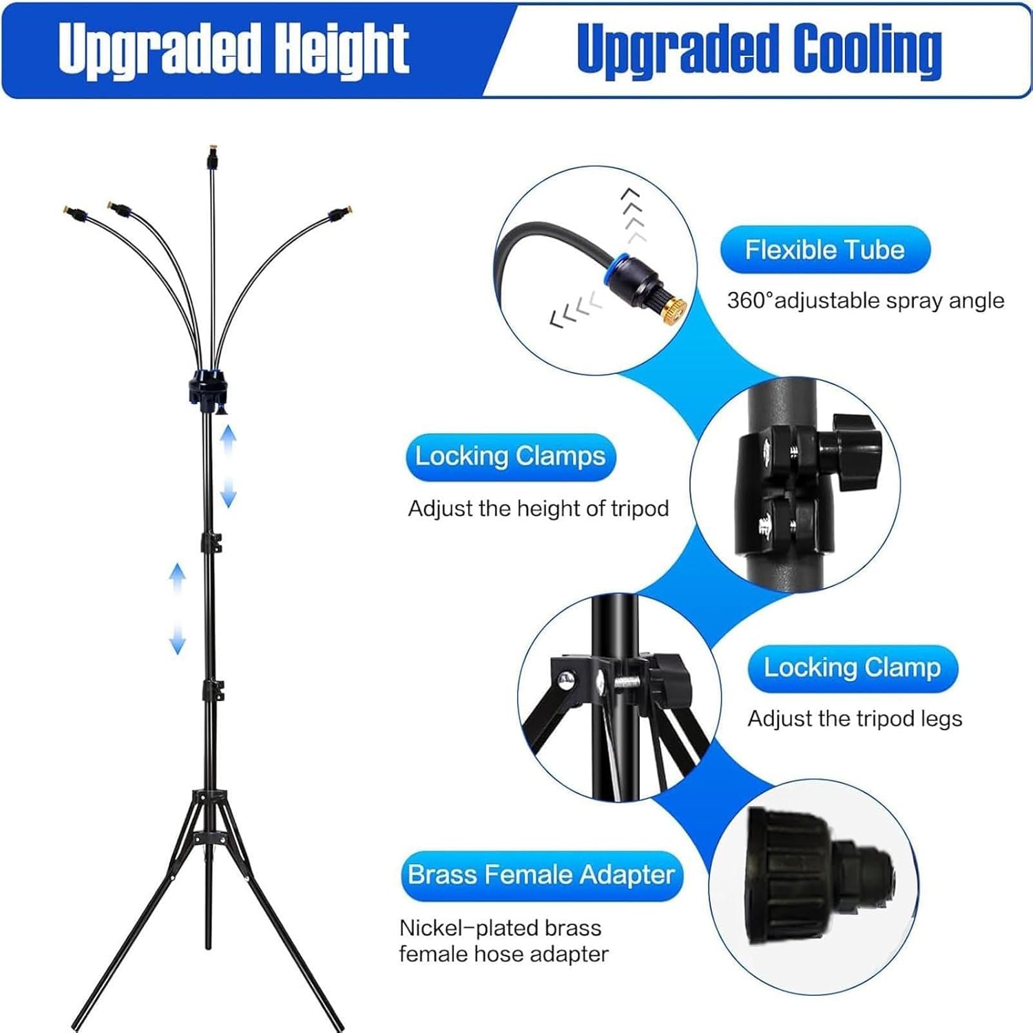 Patio Mister, Adjustable Height Standing Portable Misting System, Patio Misting System, for Backyard Yard Garden Park Summer Spring Play Activities Games Party Deck Porch Pool
