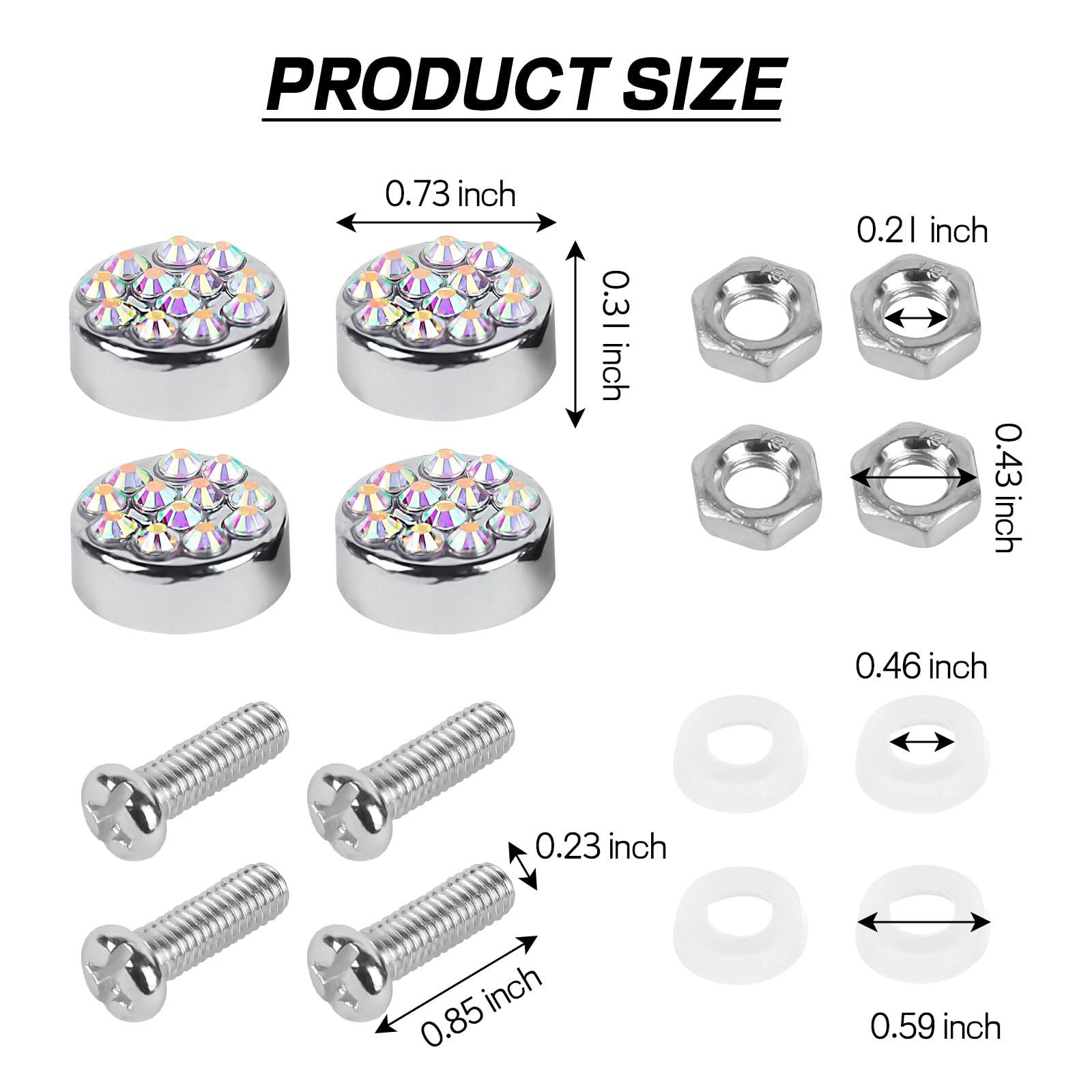 100-Pack White Camouflage License Plate Screw Caps & Bolt Covers – Smooth Finish, Universal Fit