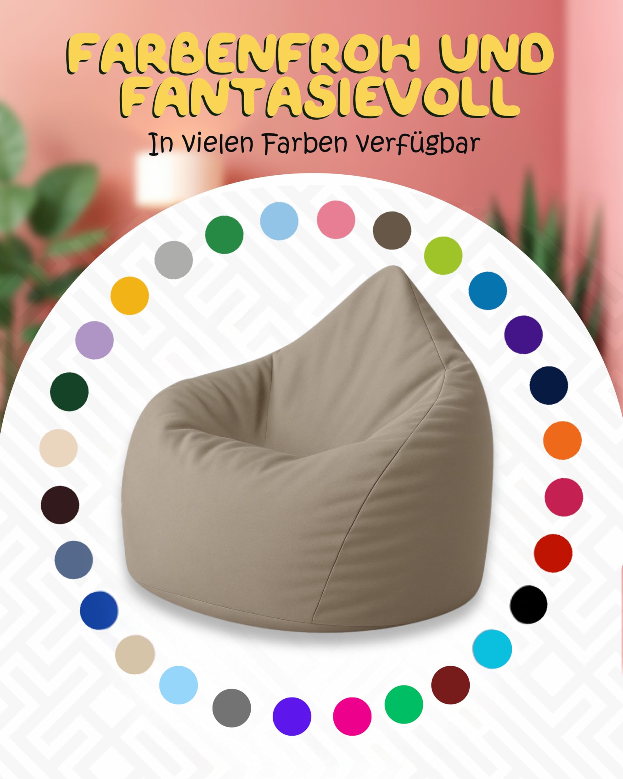 PATCH HOME Pouf a forma di goccia Beige 480 litri imbottitura polistirolo 25 colori 3 misure