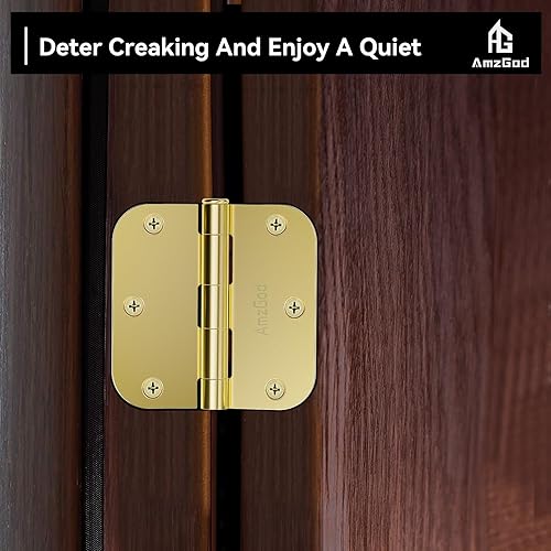 Vista 103 de Bisagras de puerta color negro mate, paquete de 108 bisagras negras para puerta de 3.5 pulgadas, bisagra de puerta interior redondeada con esquinas