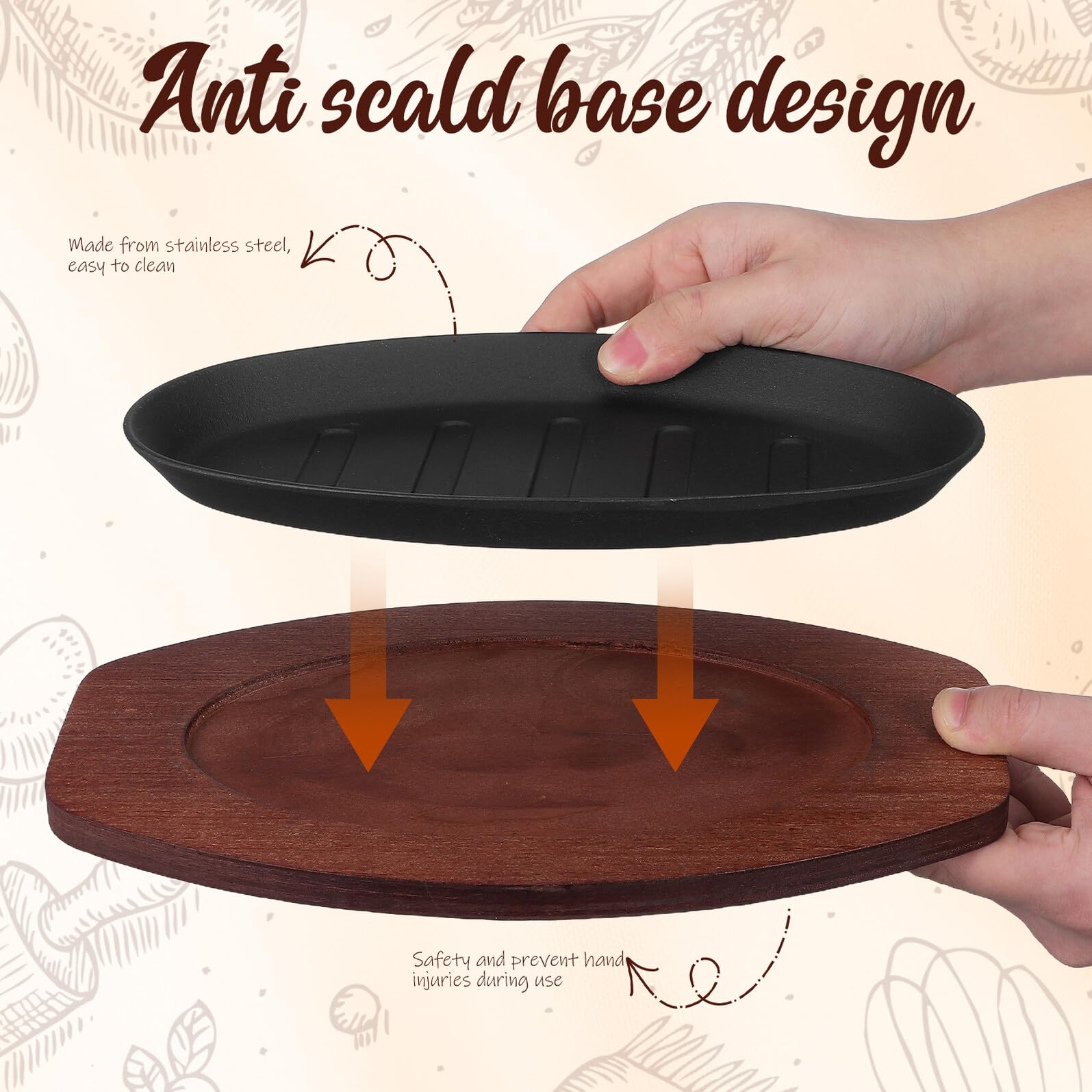 SUPVOX Set 1 Pezzo Piastra di Ghisa, con Base in Legno per Bistecca