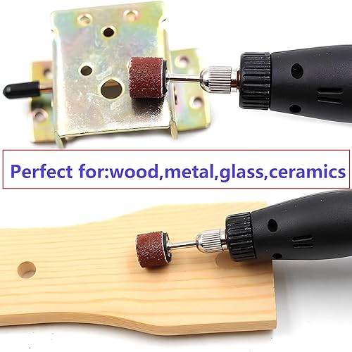 Miniatura 6 de Juego de fundas de tambor de lijado de 1/2 pulgada de diámetro, bandas de arena con 2 mandriles para molinillo de uñas para mascotas, cabezales