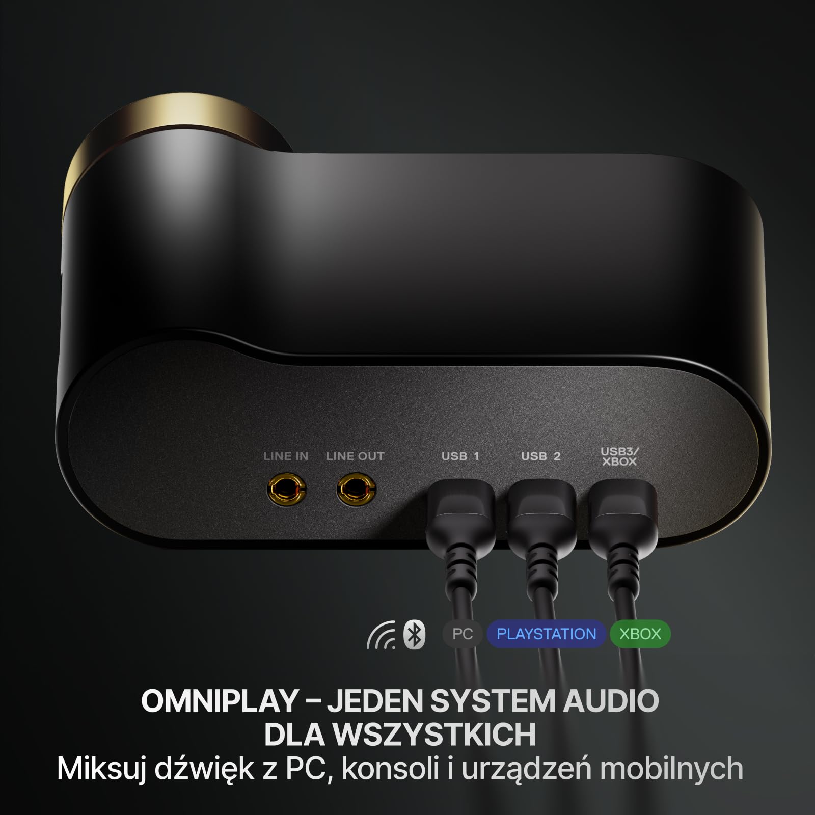 SteelSeries Arctis Nova Elite – Bezp. zestaw słuch. Hi-Res - 96 kHz/24 bitów - Głośniki z wł. węgl. - ANC - Red. szumów SI - Aplik. - 2,4 GHz + BT - Miks wielu źródeł - OmniPlay PC+PlayStation+Xbox