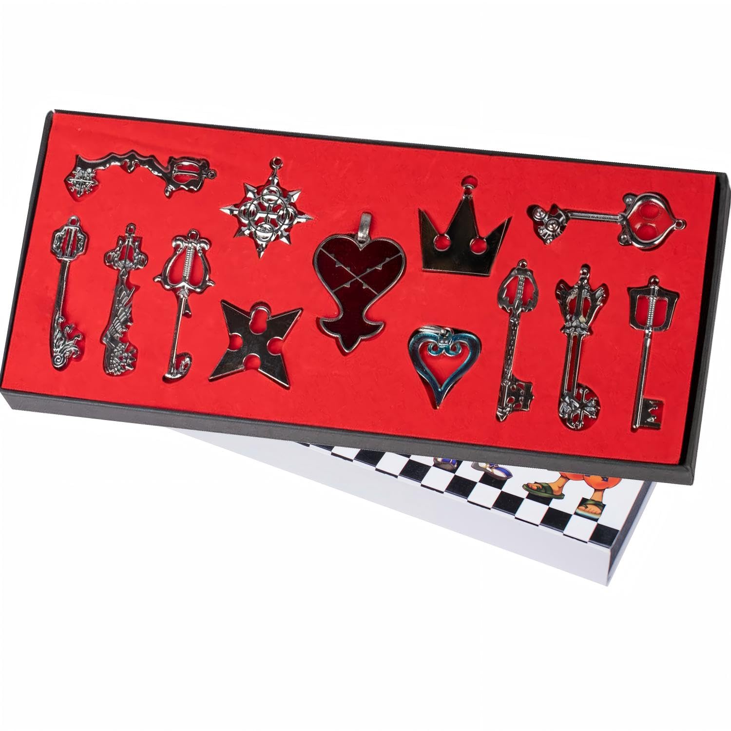 XCOSER® Kingdom Hearts Keyblade Sora Weapon Keychain Pendant for Collection Silver 13pcs