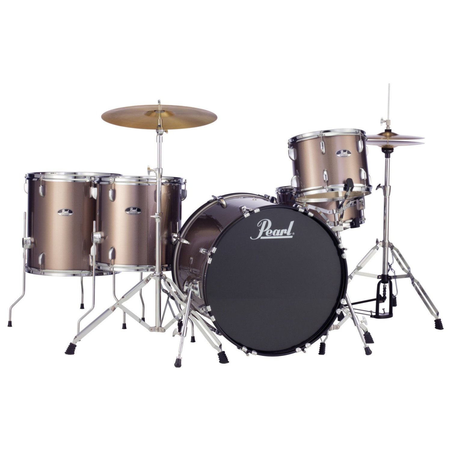 Pearl Roadshow Drum Set 5-Piece Complete Kit with Cymbals and Stands, Bronze Metallic (RS525WFC/C707)
