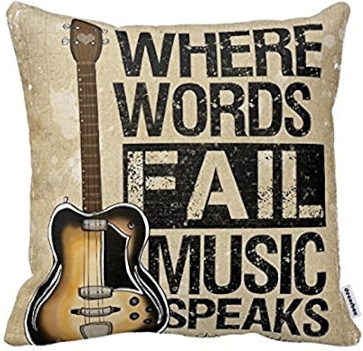 Where Words Fall Music Speaks Quote Throw Pillow Case Vintage Cushion Cover Guitar Pillowcase Twin Sides 18x18, color12
