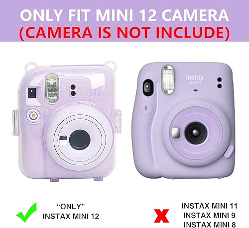 Miniatura 4 de CAIYOULE Funda transparente compatible con Fujifilm Instax Mini 12, funda protectora para cámara con bolsillo de almacenamiento de fotos mejorado,