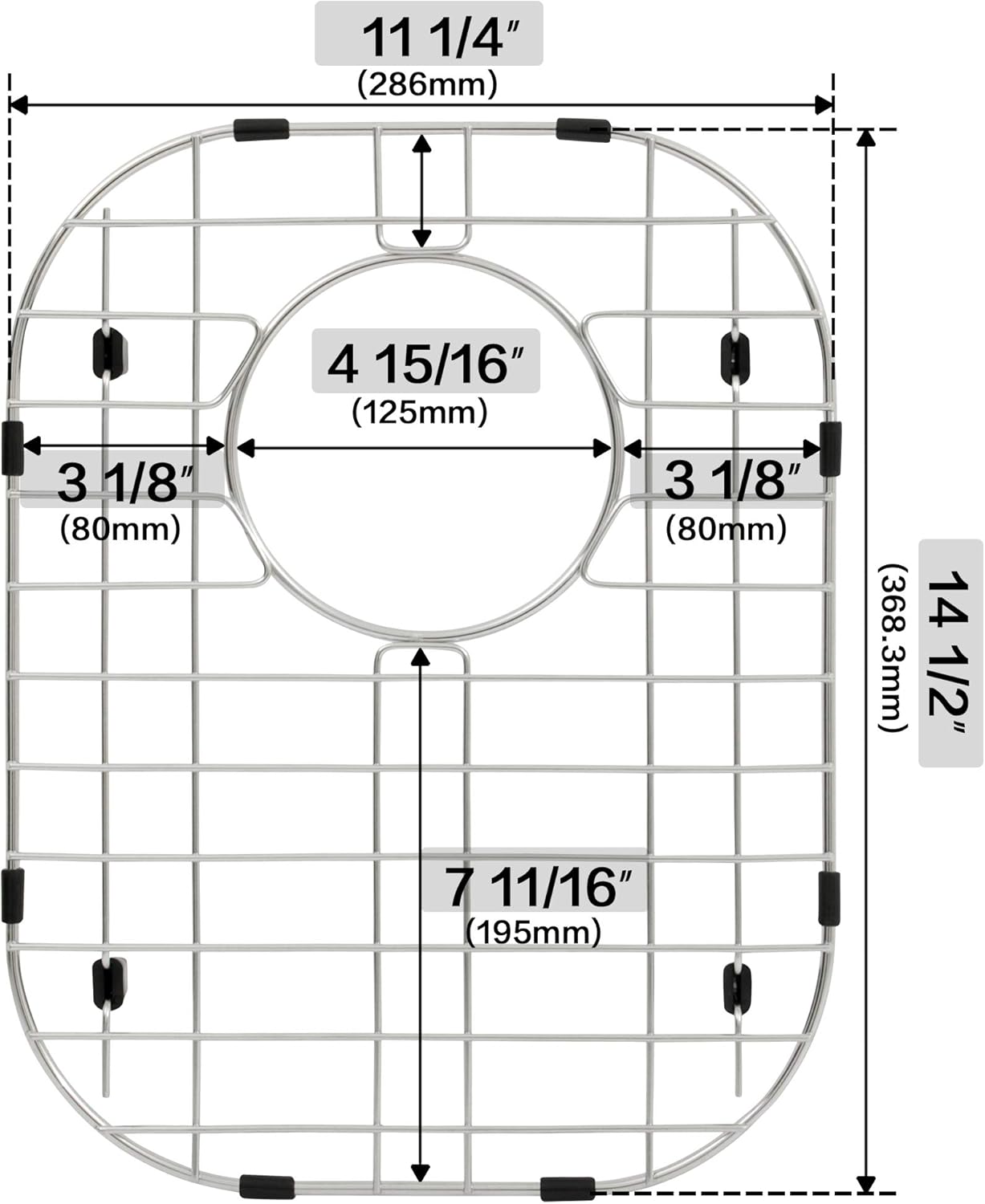 Sink Protectors for Kitchen Sink, Sink Grids 13" x 16" Big Kitchen Sink Grate, 11 1/4” x 14 1/2” Small Kitchen Sink Grid with Rear Drain for Single Sink Bowl, Sink Bottom Grid, 2 Pack