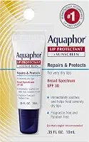 Aquaphor Protetor labial e pomada de proteção solar - FPS 30 de amplo espectro - Alivia lábios rachados - Tubo de 0,9 ml