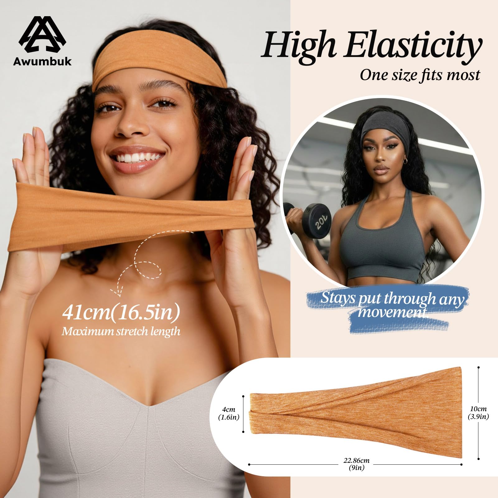 Fascia elastica boho, fascia larga hippie, fascia yoga, bandana rossa, fascia per capelli da donna, fascia per allenamento, accessori per capelli, fascia tubolare - Italia