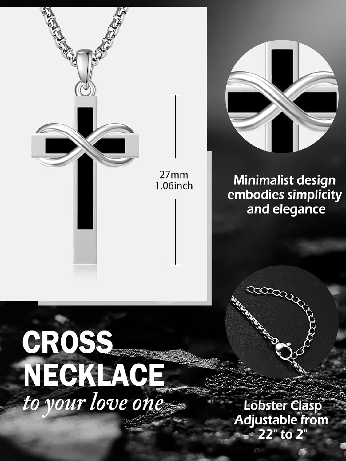 925 Sterling Silver Cross Necklace for Men and Women Christian Religious Gifts - Image 3