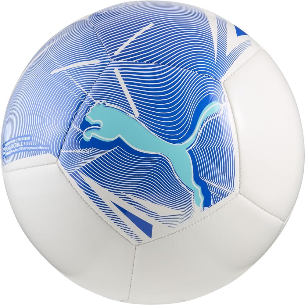 PUMA Unisex Big Cat Soccer Ball, White-Ultra Blue-Team Aqua AH25, 5