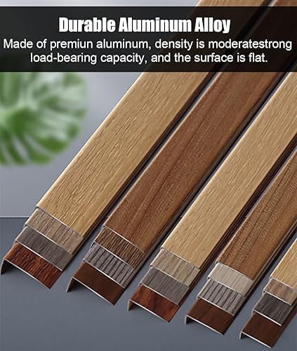 Miniatura 4 de Tira de transición de nariz de metal para escaleras, grano de madera, para interiores de 0.8 in de ancho, protectores de borde de madera