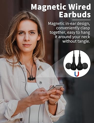 Miniatura 2 de Auriculares con cable con micrófono para Chormebook PC, conector magnético de 0.138 in, auriculares estéreo para iPhone para iPad para Samsung A15