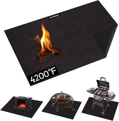 ELOBOON Tapetes para debajo de la parrilla de 7 capas para parrilla al aire libre 60 x 40 pulgadas, tapete protector ignífugo para patio y terraza,