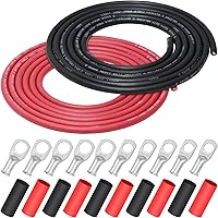 Vista 21 de iGreely Alambre Calibre 6 AWG 20 Pies Negro + 20 Pies Rojo Batería de Soldadura Cable Ultra Flexible de Cobre Puro + 5 pzs de Conectores de Terminal