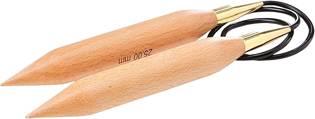 KnitPro - Jumbo Birch (80cm x 25.00mm) Fixed Circular Knitting Needles - 1 Unit,Brown