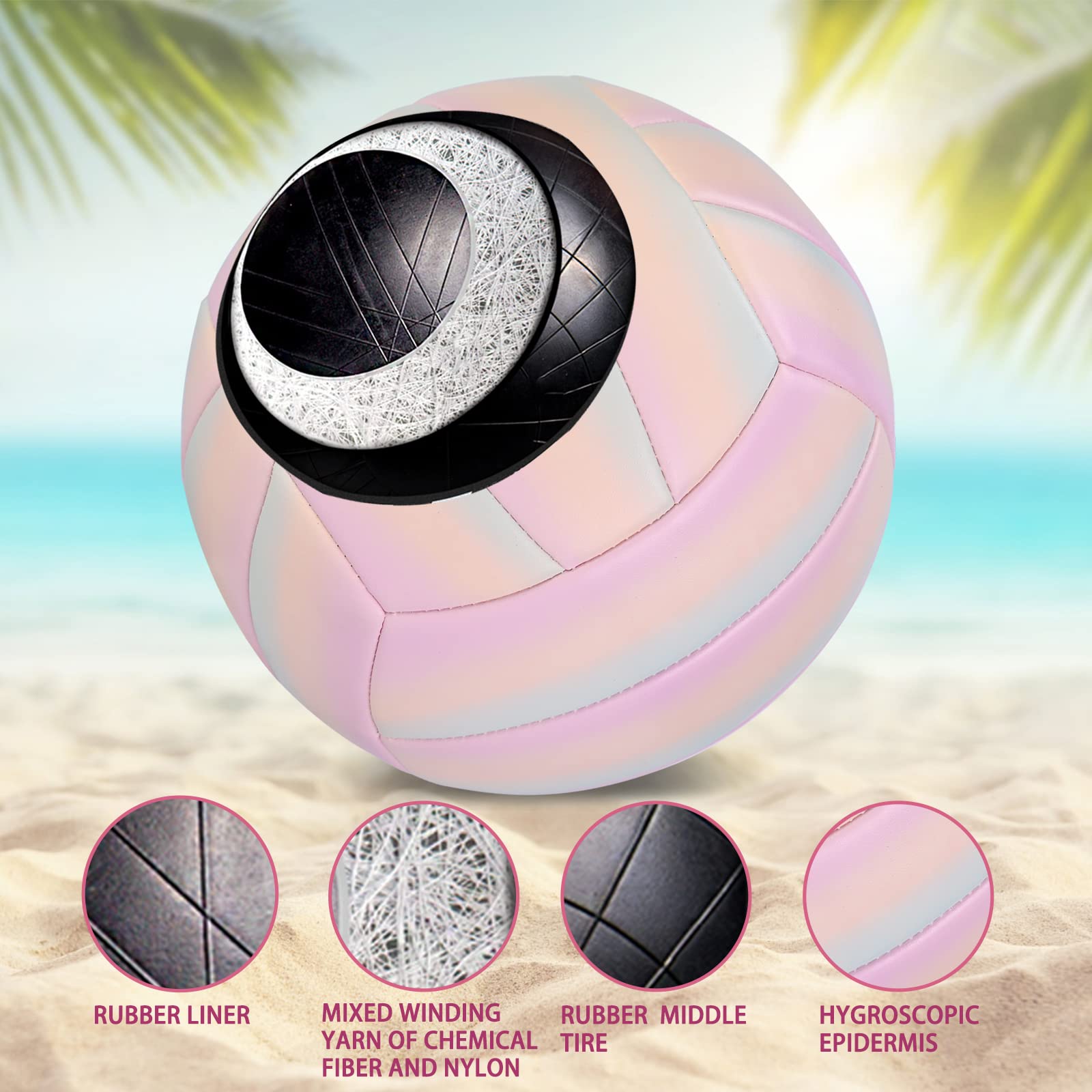 Weicher offizieller Volleyball für drinnen und draußen, Strand, Größe 5, Trainings-Volleyball für Anfänger, Teenager, Erwachsene