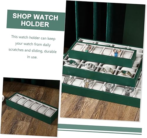Vista 3 de LIFKOME 5pcs 6-grid Watch Storage Watch Display Tray Watch Tray for Men Slots Watch Bracelet Tray Watch Tray Organizer Watch Bracelet Display Tray