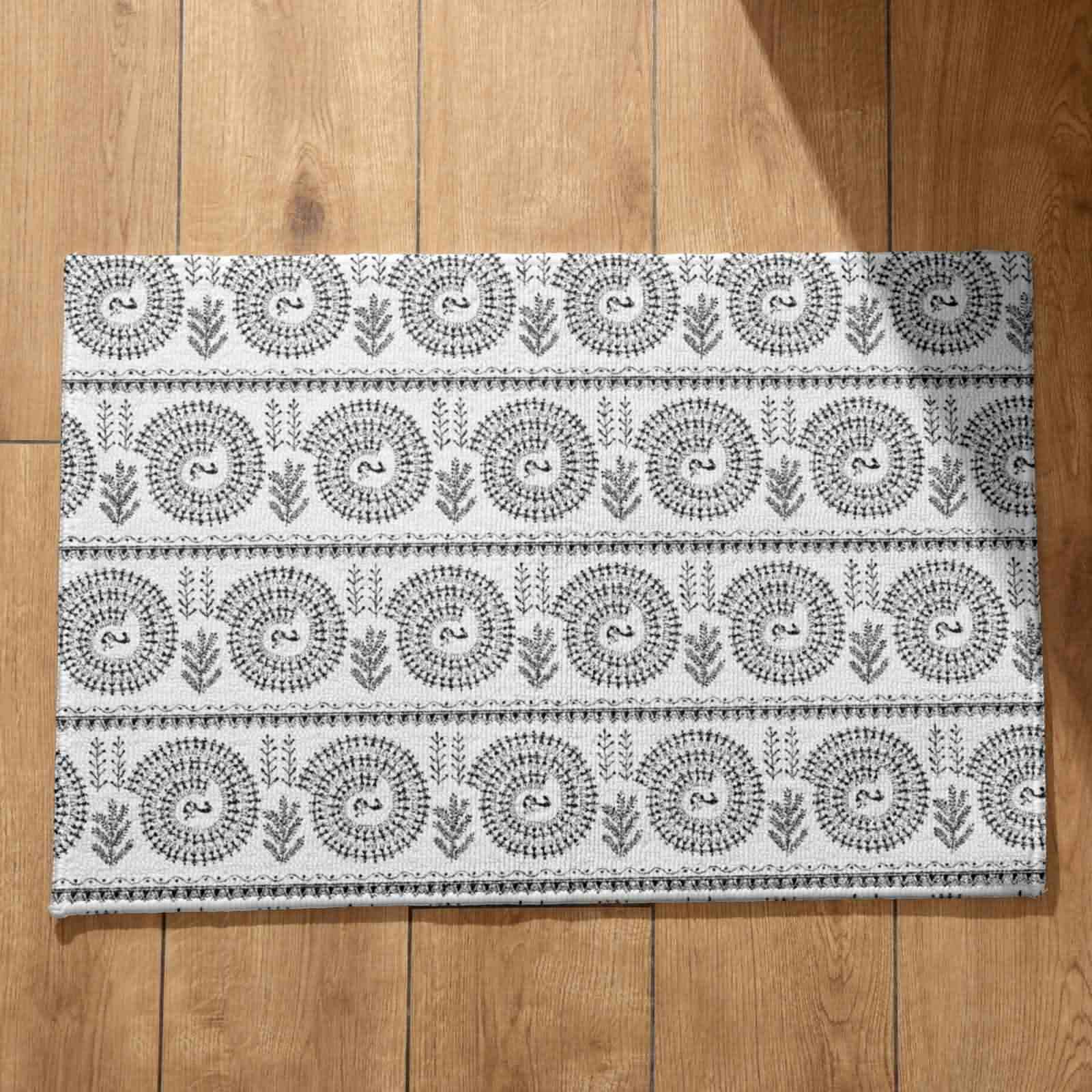 Alfombra de baño antideslizante con textura étnica para dar la bienvenida a tu hogar