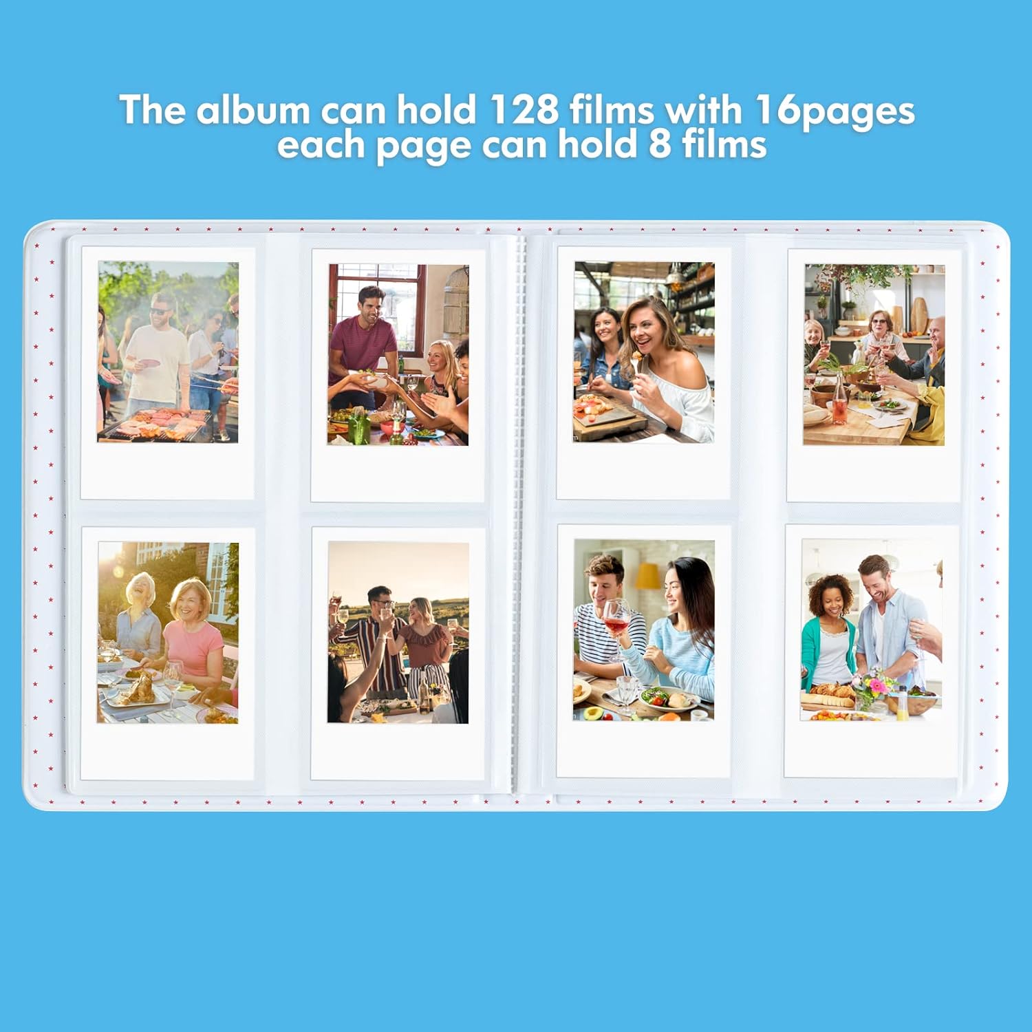 Album Fotografico Piccolo Polaroid: 2 Libri In Lino, 208 Foto Per Fujifilm Instax Mini, 5x7 Cm, Chiusura Elastica
