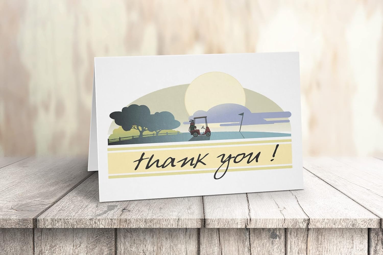 Stonehouse Collection | Custom Simple Elegant Golf Theme Thank You Note Card | 24 Personalized Boxed Golf Cards & Envelopes (Customize)