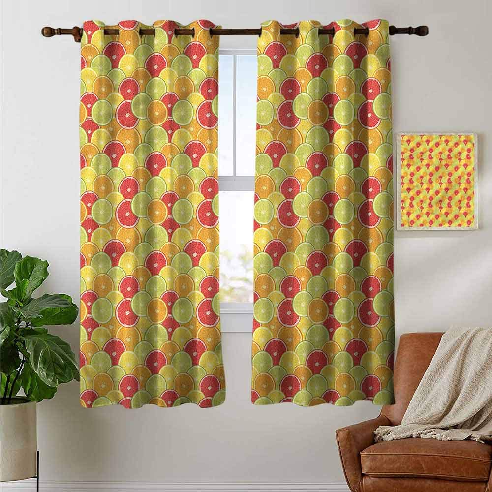 Petpany Bedroom Curtains 2 Panel Sets Colorful Orange Lemon Fruits