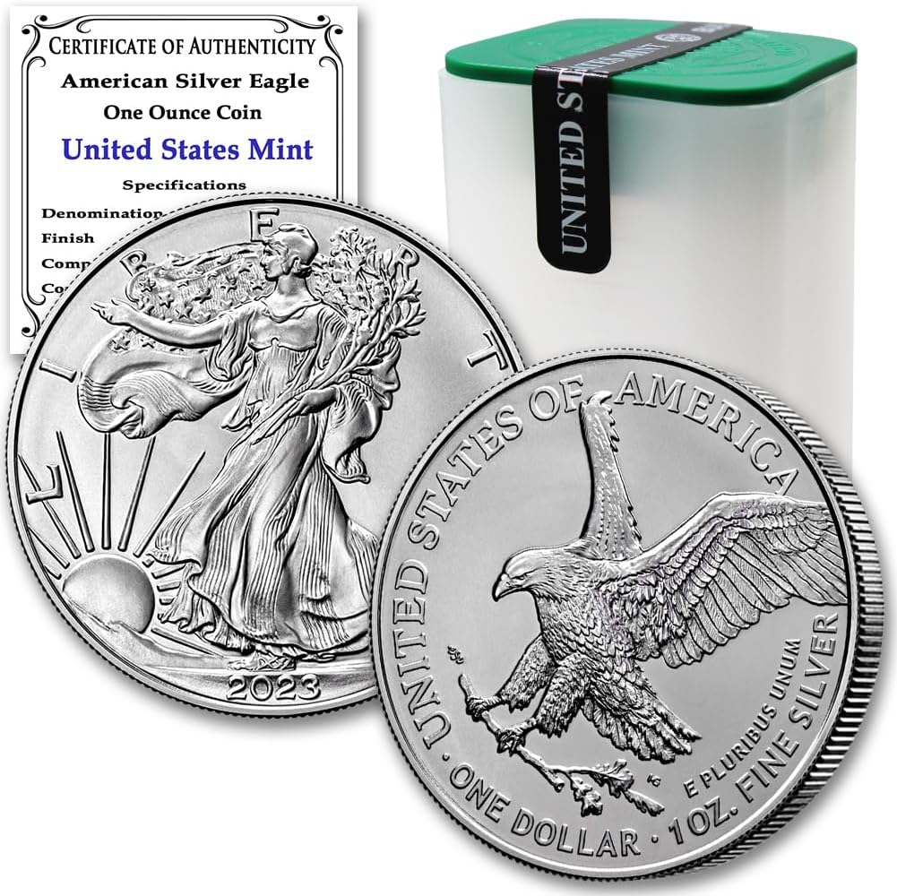 2023 - Lot of (20) 1 oz American Eagle Silver Bullion Coins Brilliant Uncirculated in Original United States Tube and Certificates of Authenticity $1 Seller BU