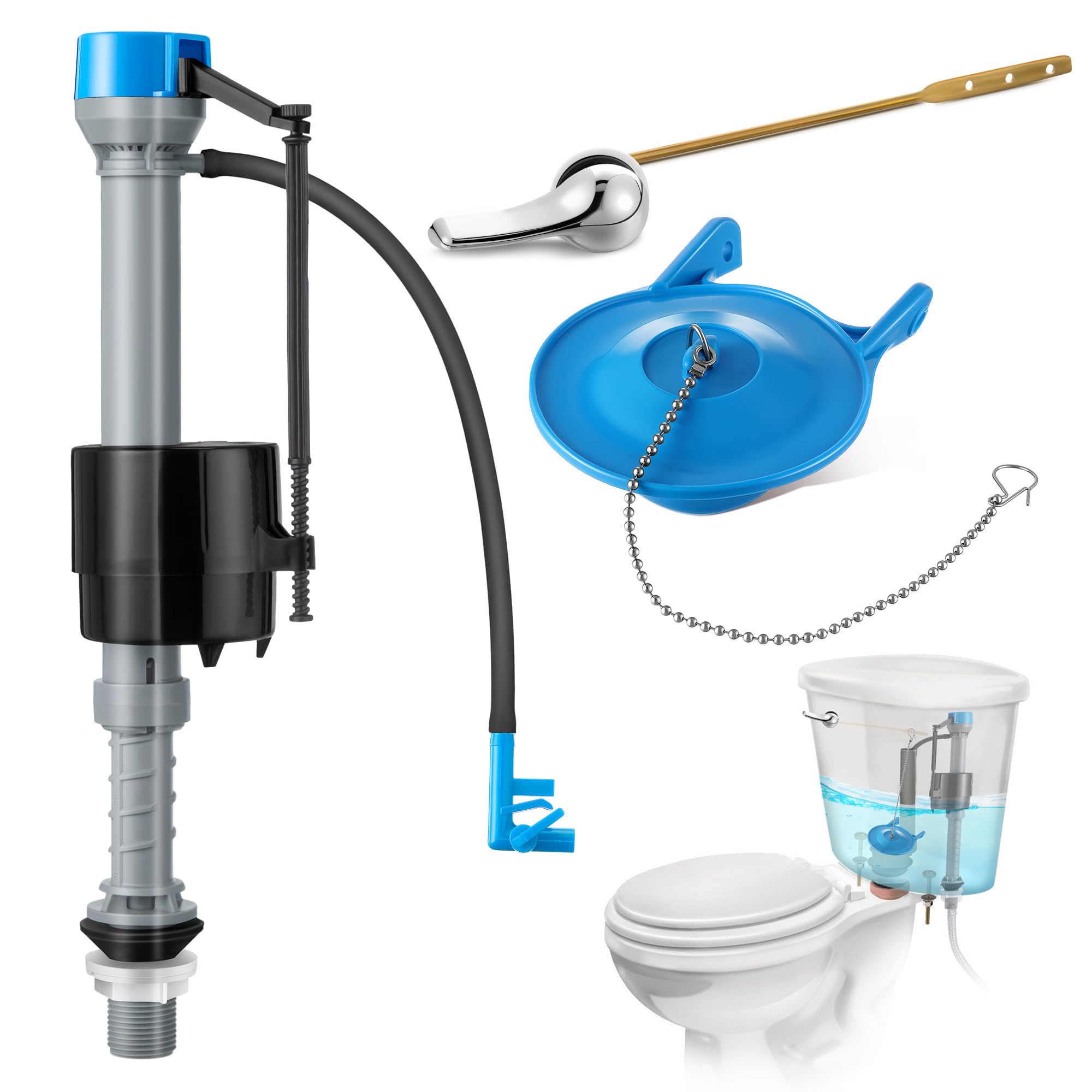 Valve de remplissage de chasse d'eau et kit de rechange universel pour réservoir de toilettes